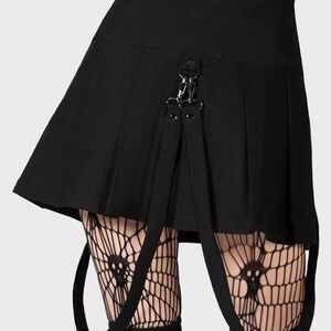 Killstar merely a madness black pleated mini skirt size medium